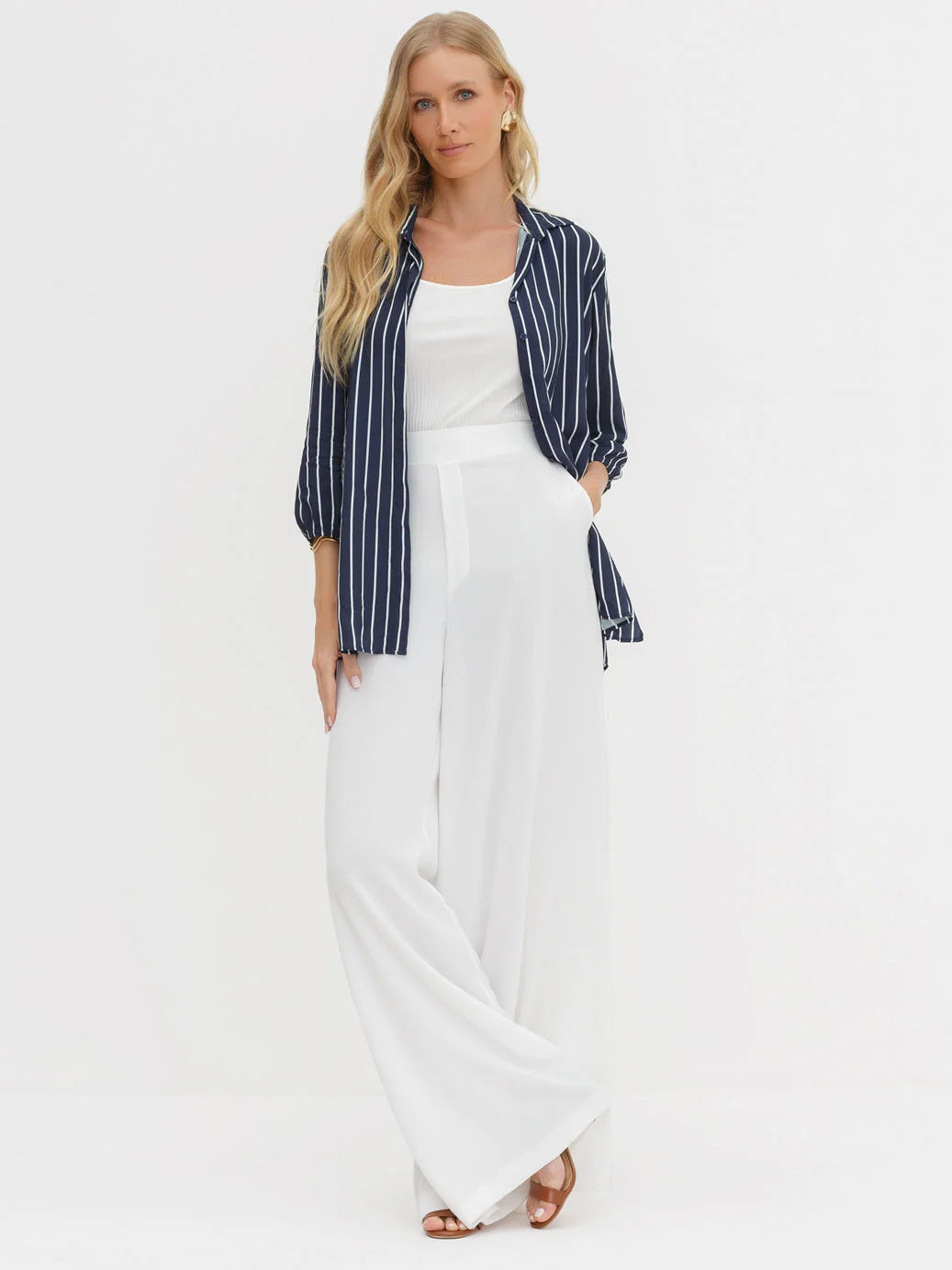 Calça Alfaiataria Pantalona Off White Paola