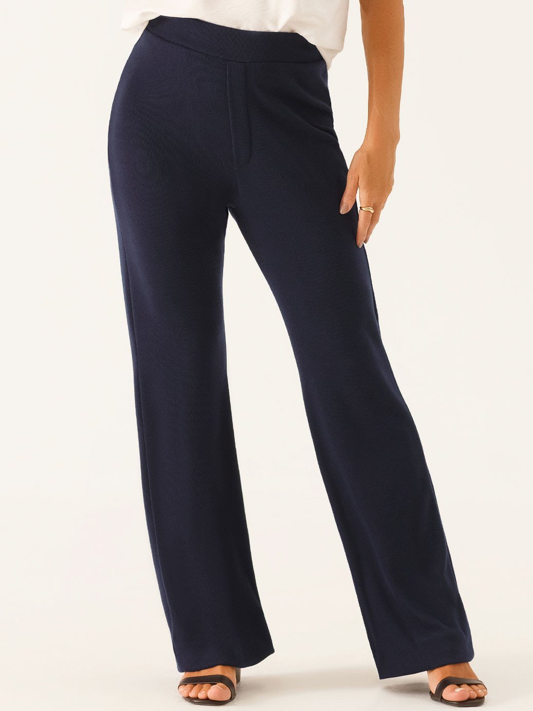 Calça Flare de Malha Marinho Vitalina
