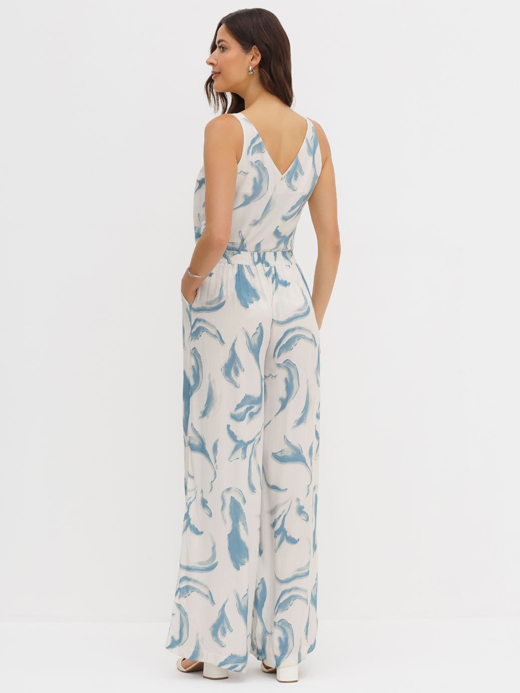 Calça em Alfaiataria Pantalona em Viscose Estampada Magda