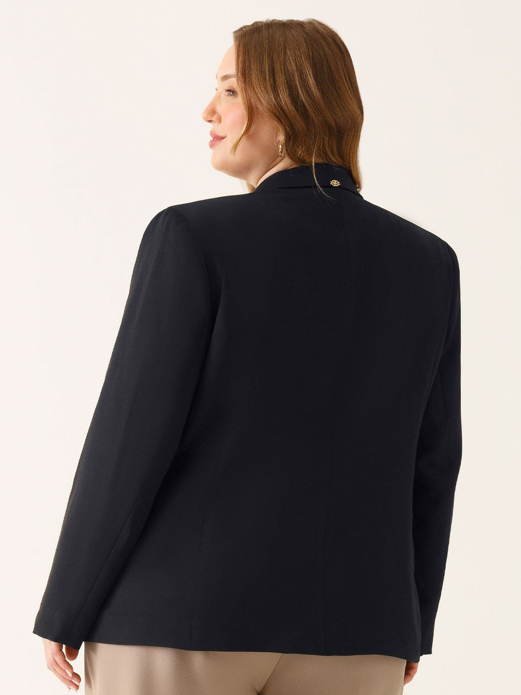 Blazer Botão Único Plus Size Preto Chantal