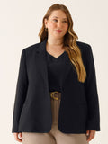 Blazer Botão Único Plus Size Preto Chantal
