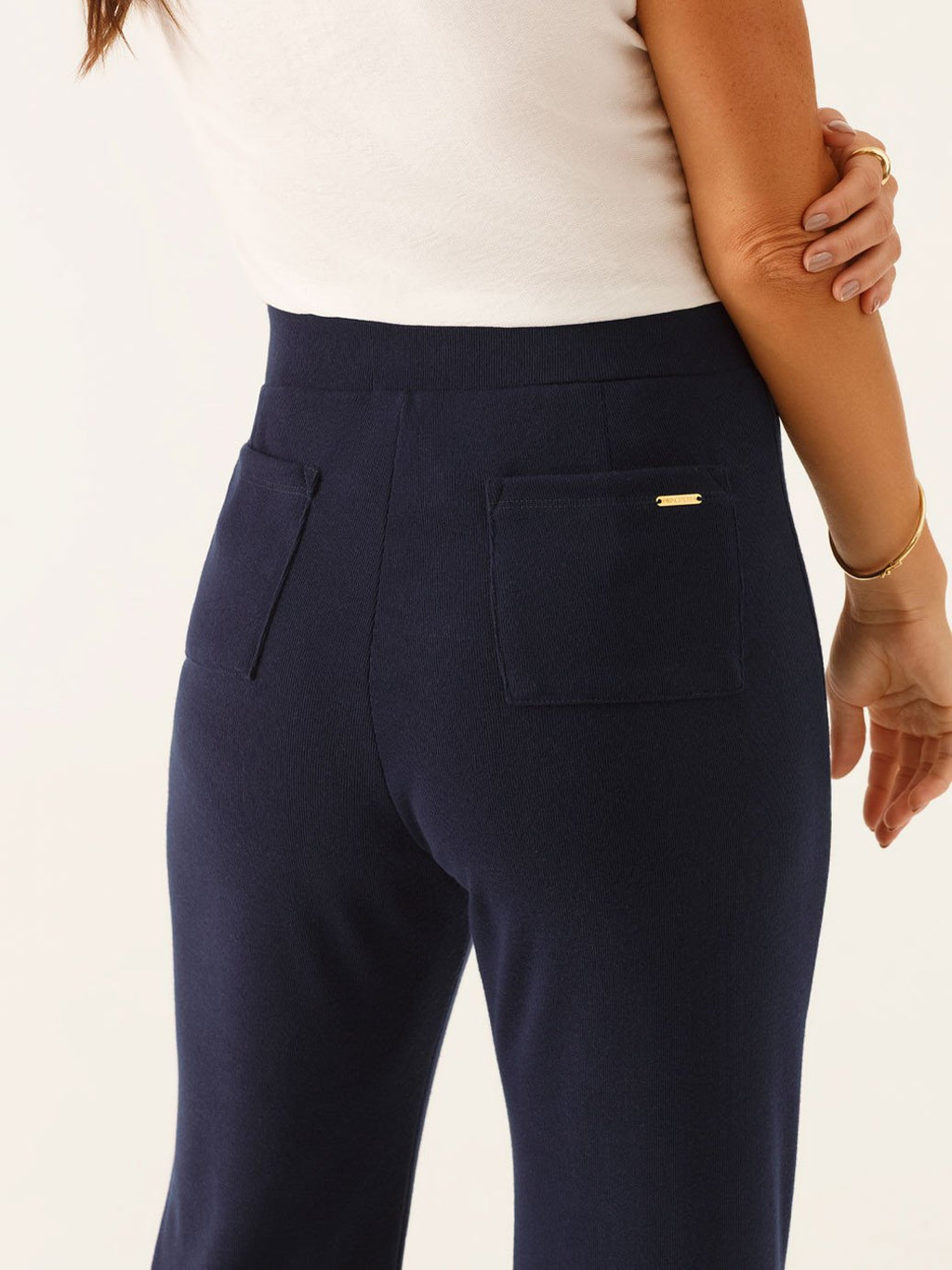 Calça Flare de Malha Marinho Vitalina