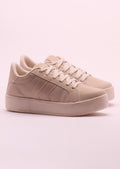Tênis Feminino Izalu em PU Casual Bege com Recortes - Monjuá
