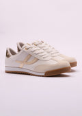 Tênis Feminino Via Marte Branco e Bege com Detalhes Dourados - Monjuá