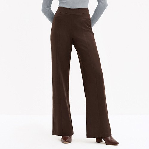 Calça Wide Leg de Alfaiataria Marrom Brienne