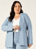 Blazer Intermediário em Oxford Plus Size Azul Claro Josefina