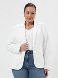 Blazer Plus Size Off White Botão Único Juliete
