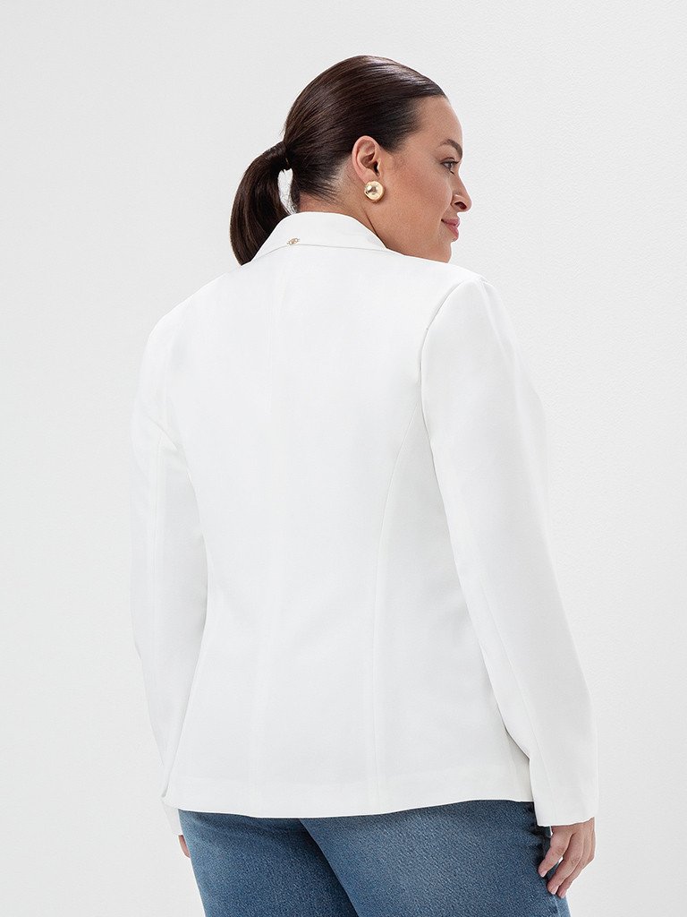 Blazer Plus Size Off White Botão Único Juliete