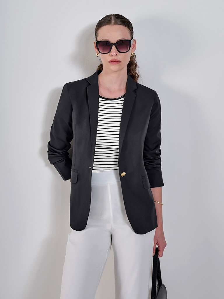 Blazer Botão Único Preto Cilene