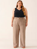 Calça Wide Leg de Alfaiataria Plus Size  Mocha Mousse Lorde