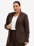 Blazer de Alfaiataria Intermediário Plus Size Marrom Ysaura